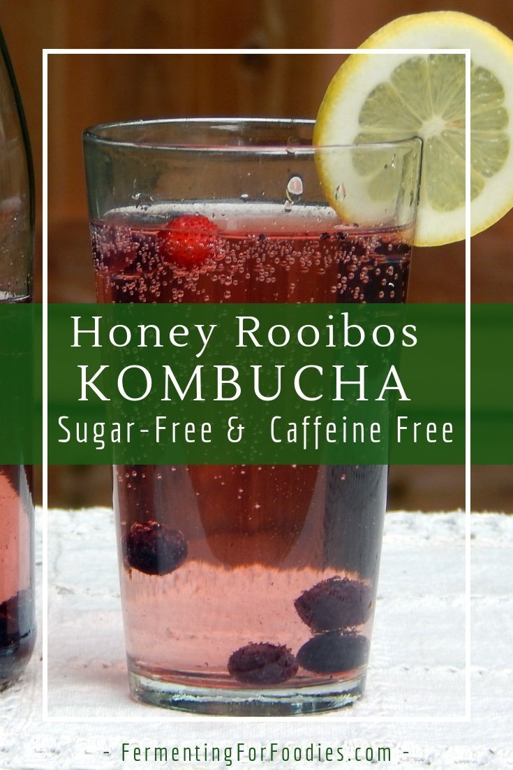 Honey rooibos kombucha is refined sugar free and caffeine free