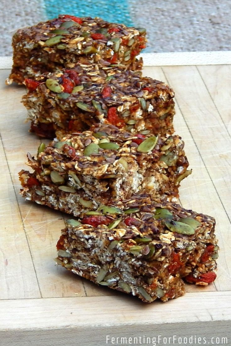 Sourdough granola bars can be gluten free, vegan, sugar free and fully fermented