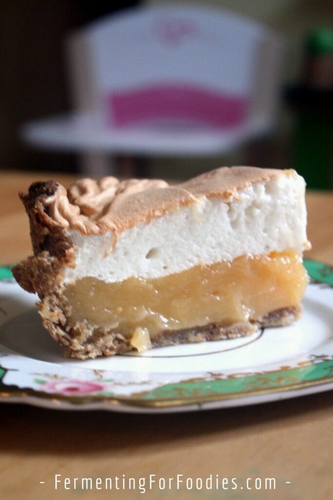 Slice of whey meringue pie.
