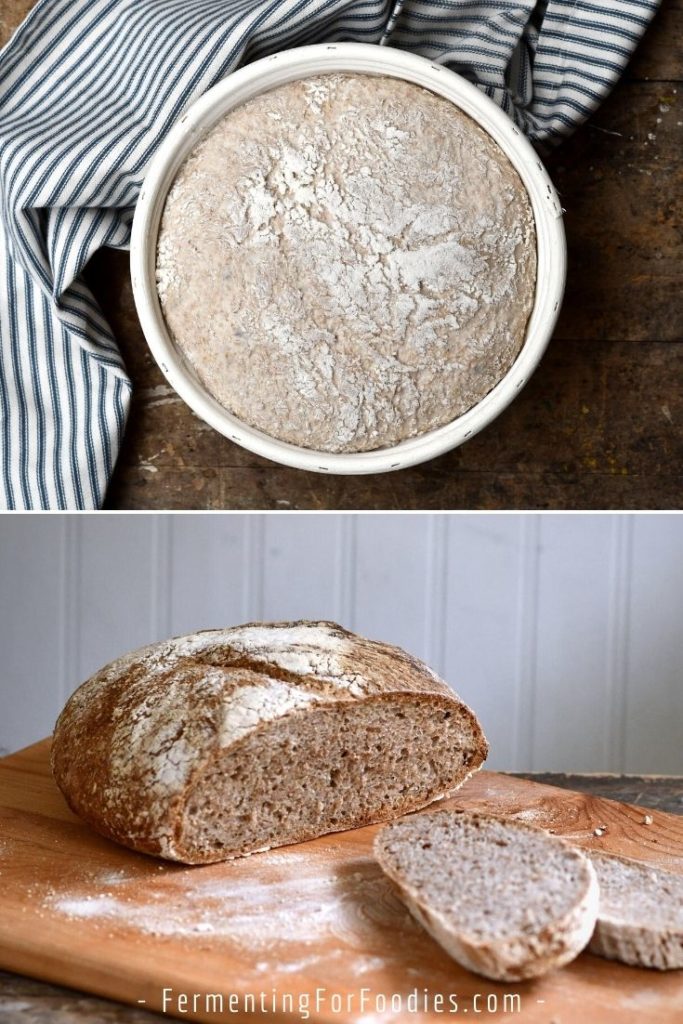 Whole grain sourdough bread with rye, barley, or spelt.