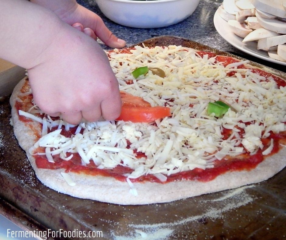 How to make ahead sourdough pizza crust for quick weeknight meals.