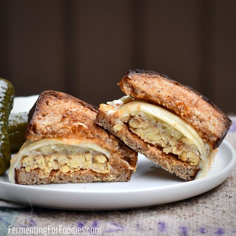 How to make a vegan Reuben Sandwich with tempeh and sauerkraut
