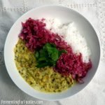 Mung bean curry with probiotic and fermented sauerkraut - get more probiotics in your diet