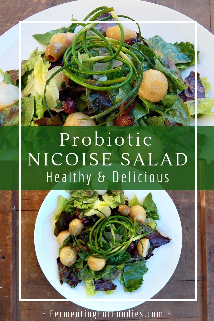 Probiotic Nicoise salad made with your favourite pickled vegetables