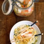 Egg fried rice is a gut-friendly recipe with resistant starch and probiotic kimchi