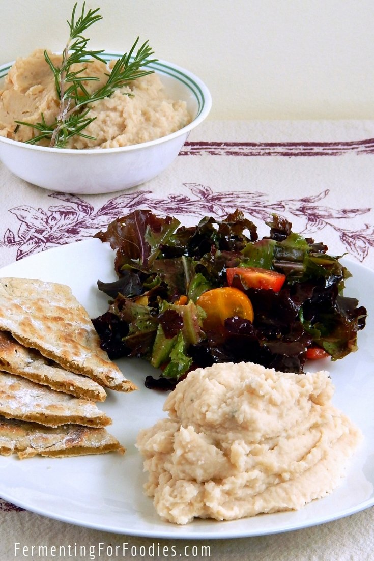 Creamy probiotic rosemary white bean dip is a delicious alternative to hummus.