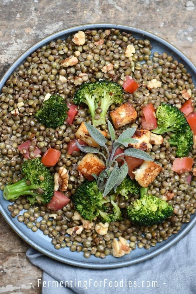 Lentil and broccoli salad