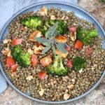 French lentil and halloumi cheese salad