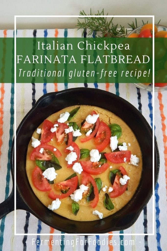 Chickpea flour farinata flatbread is a quick weeknight meal, perfect for using up whatever you have in your fridge.