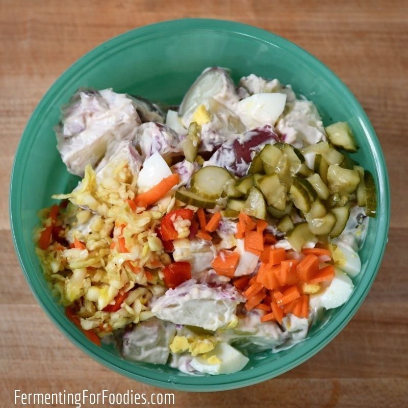 Prebiotic and probiotic potato salad for gut-health