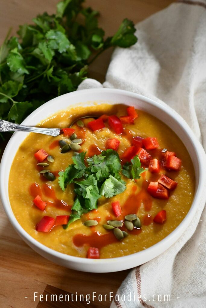 Curried red lentil and pumpkin soup