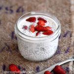 Homemade almond milk yogurt thickened with chia for a prebiotic and probiotic snack!