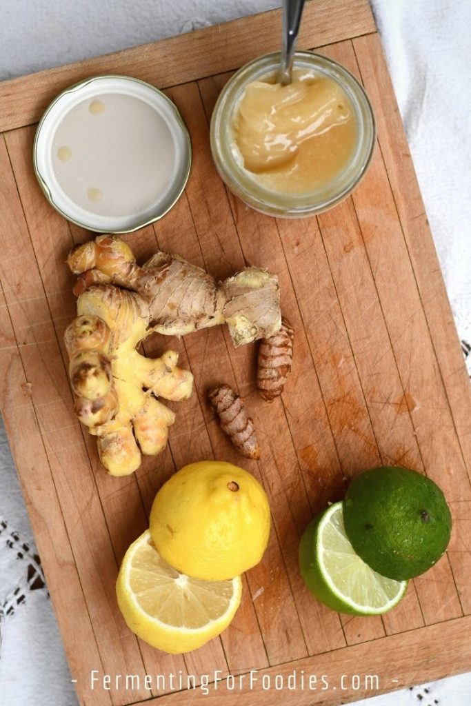 Ginger bug fermented health tonic with lemon and lime