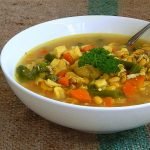 Immune boosting chicken soup with turmeric, garlic and miso