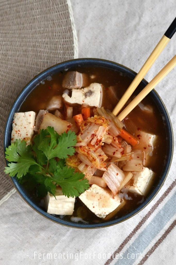 Simple pork belly kimchi soup for a quick weeknight meal.