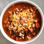 West African inspired peanut butter stew with beans and sweet potato