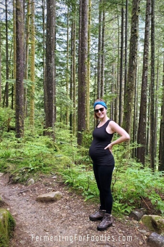 Pregnant woman taking a hike