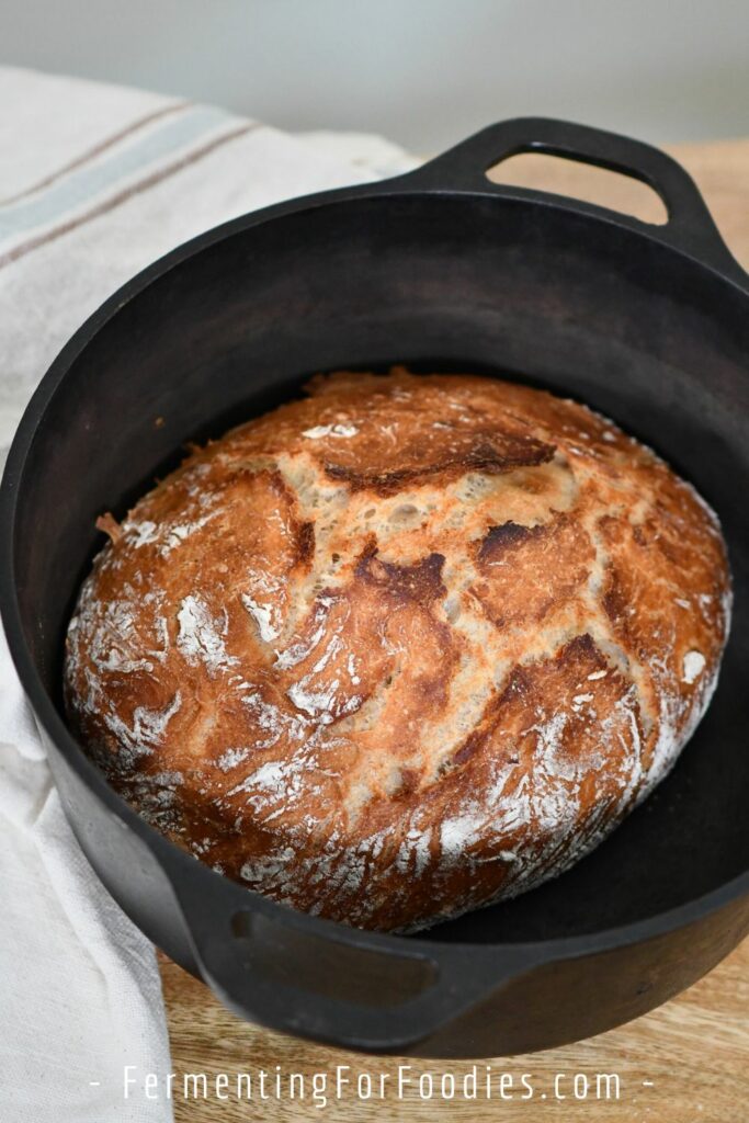 Whey bread baked in a Dutch oven
